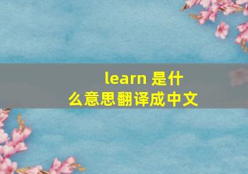 learn 是什么意思翻译成中文